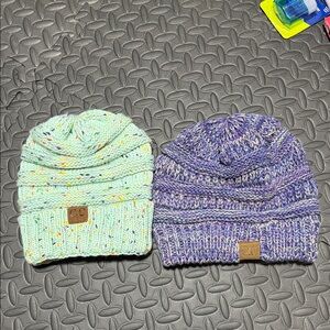 C.C Mint and Speckled Knit Beanie set